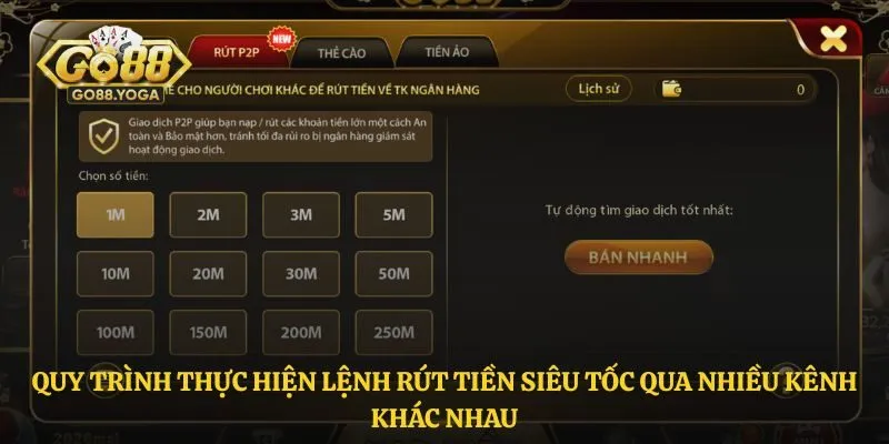 Quy trình thực hiện lệnh rút tiền siêu tốc qua nhiều kênh khác nhau